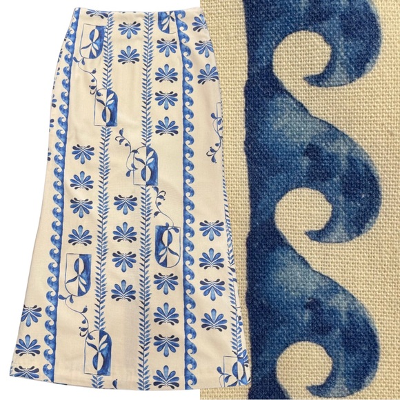 NWT Peppermayo Born For Bordeaux Linen Midi Skirt Floral Wave Women's Size US 2 - Picture 2 of 8